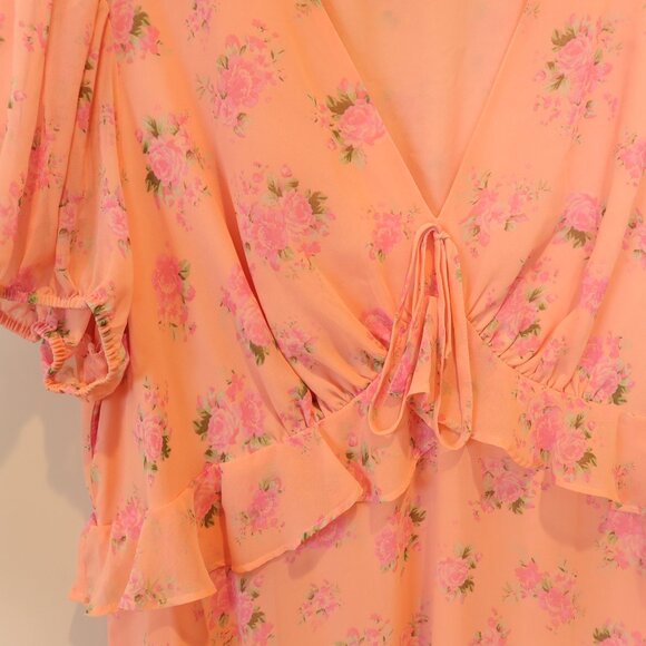 LoveShackFancy Target pink Floral Ruffle Midi Dress 18 Cottagecore romantic milk - Picture 4 of 8